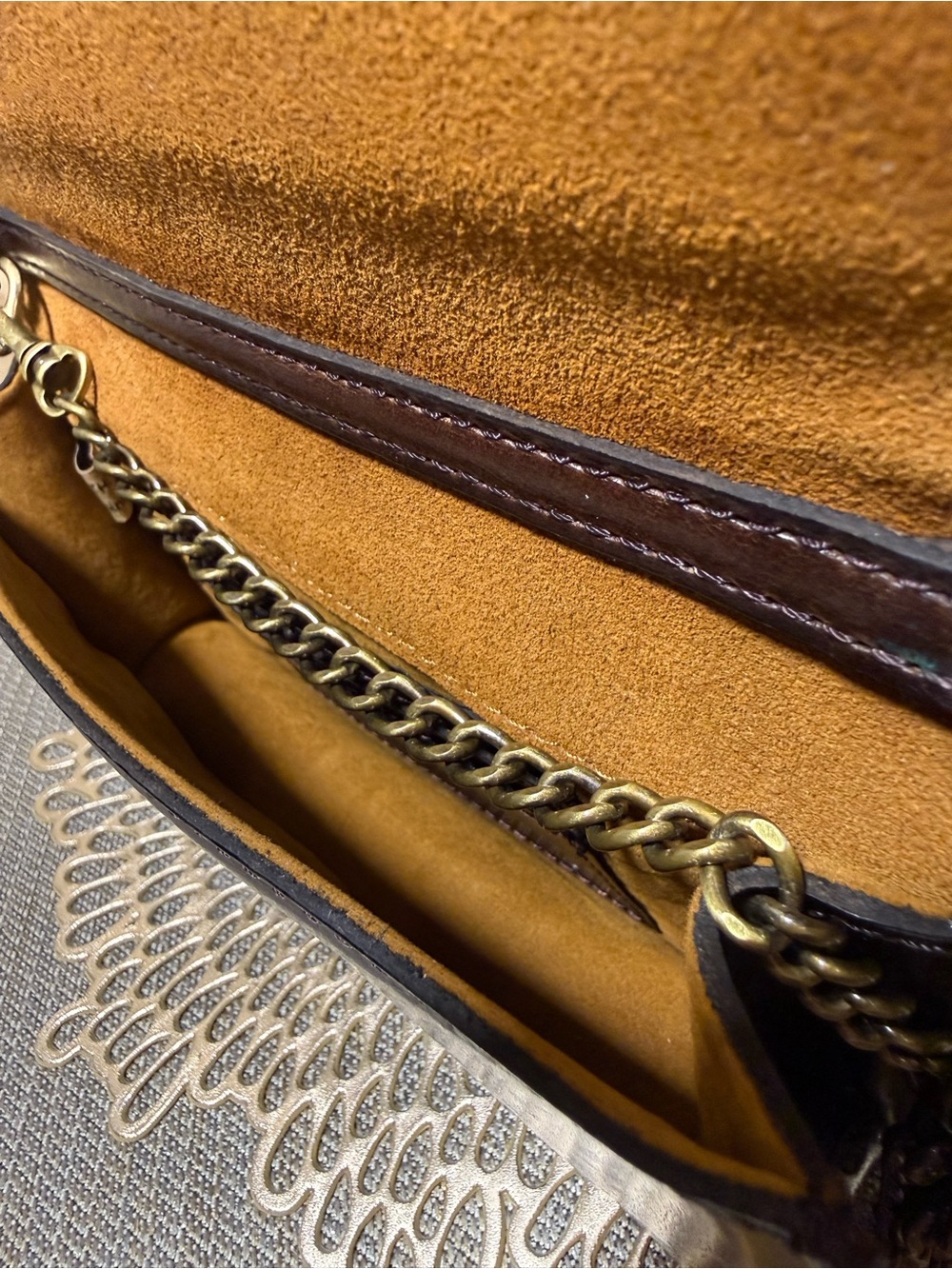 Patricia Nash Leopard Haircalf Leather Chain Crossbody Clutch - Picture 8 of 13